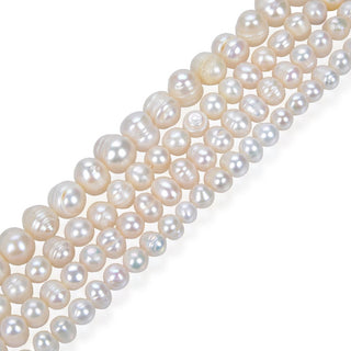 Adabele Natural Potato Round Pearl Beads, White Cultured Freshwater Pearls, 5- 6mm, 1 Strand/14 Inch, FP3-56