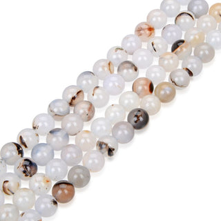 AAA Natural Black Flower Agate Gemstone Round Beads, 15 Inch/1 Strand, Size Selections: 4mm/6mm/8mm/10mm