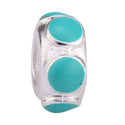 Solid 925 Sterling Silver March Birthstone Charm Aqua Blue Enamel Bead