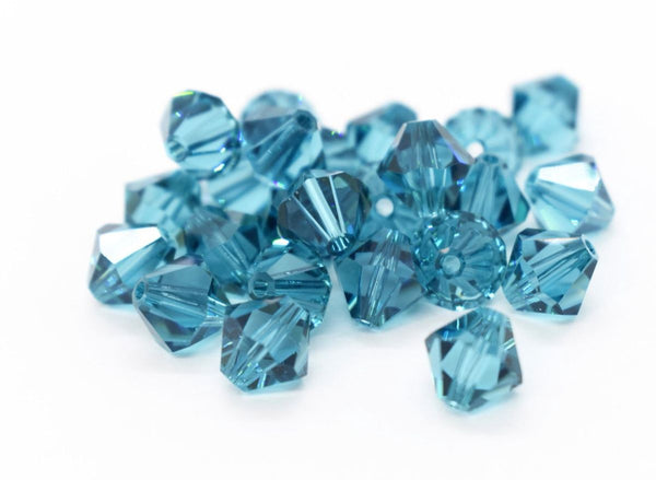 50pcs Preciosa Faceted Bicone Crystal Beads, Indicolite, 6mm, Hole ID 1mm, Pre-B653