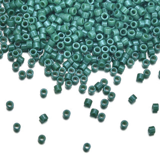 30g Miyuki Delica 11/0 Seed Beads, Opaque Jade Green DB656