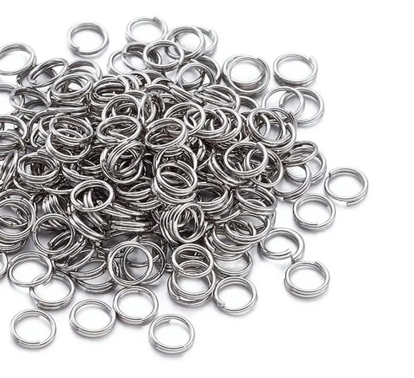 100pcs 304 Stainless Steel Split Rings – 1mm Wire (10mm/12mm)