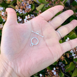 2 Sets 925 Sterling Silver Round Toggle Clasps, T-Bar Jewelry Closure, Size Selections: 10mm/12mm/15mm