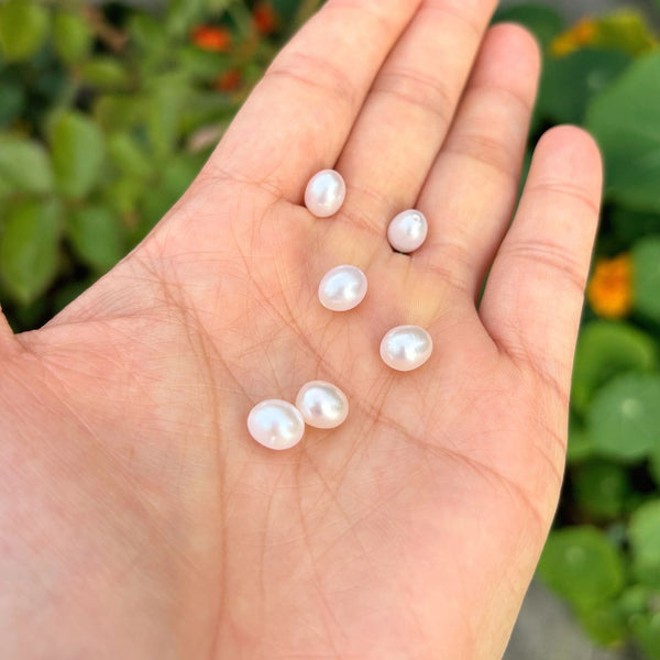 10pcs Natural AAA Grade High Luster Half Drilled Teardrop Pearls Beads, White Cultured Freshwater Pearls, 7-8mm, Hole ID 0.85mm, PT3-78