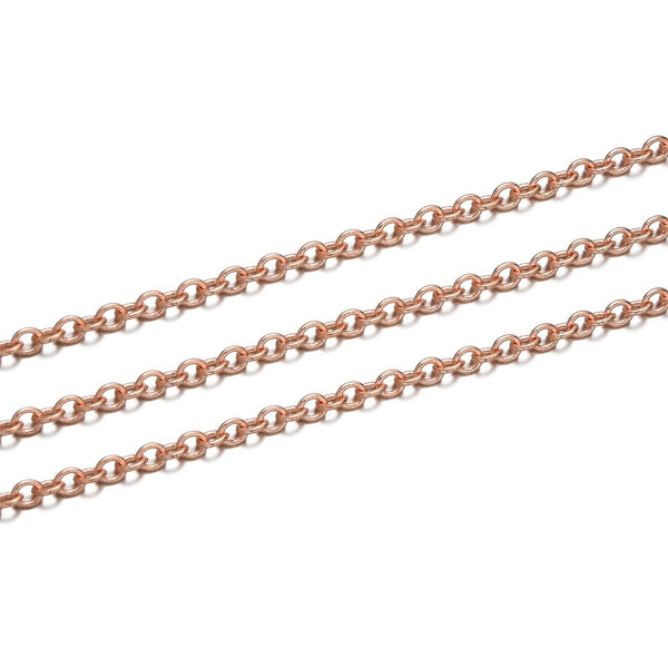33 Feet Oval Ring Rolo Cable Copper Chain Link, Bright Coppery, 4.1x3.3mm, CW10-B3