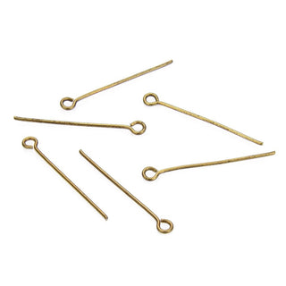 200pcs Raw Brass Eye Pins, Unplated/Uncoated, 0.8mm/20 Gauge, Size Selections: 22mm/26mm/30mm/35mm/40mm/50mm