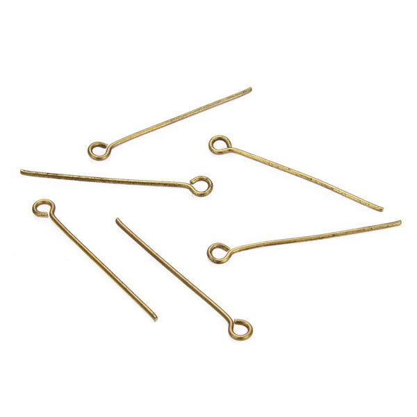 200pcs Raw Brass Eye Pins, Unplated/Uncoated, 0.8mm/20 Gauge, Size Selections: 22mm/26mm/30mm/35mm/40mm/50mm