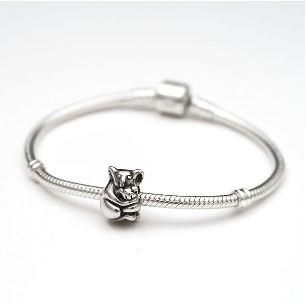 1pc Real Solid Sterling Silver Koala Mom & Her Love Charm Bead, Compatible with Pandora All Other Charm Bracelets, EC104