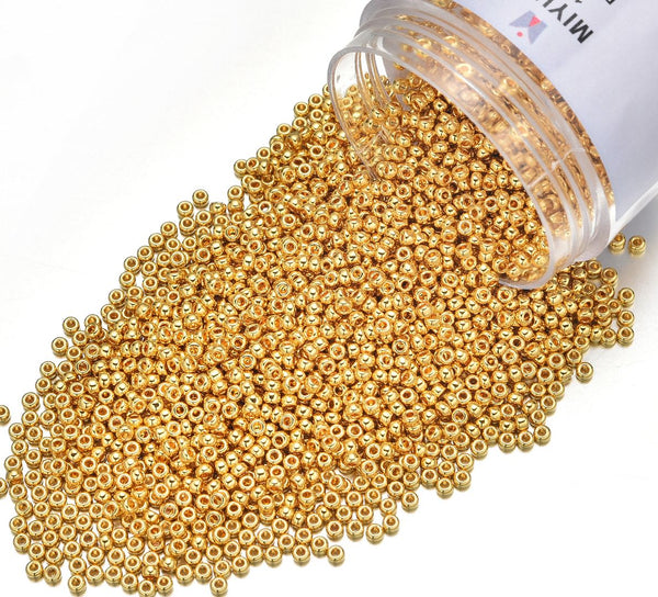25g Miyuki Rocaille 11/0 Round Seed Beads Opaque 24Kt Gold-plated RR-191