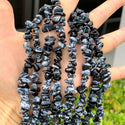 Natural Snowflake Obsidian Gemstones Chip Beads, Free Form, 5mm-8mm, Hole ID 1mm, 1 Strand/31 Inch, GZ1-20