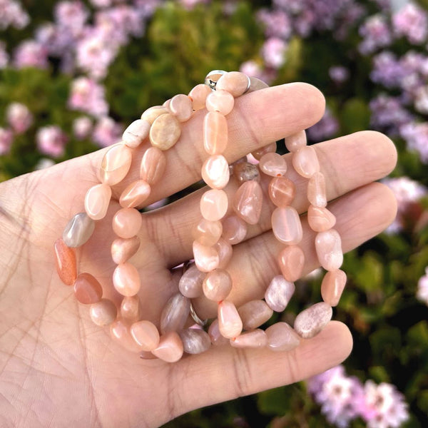 1 Strand Stretch Natural Sunstone Free Form Gemstone Bracelet, 7-10mm Beads, Length Selections: 7 inch/7.5 inch
