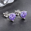 1 Pair 925 Sterling Silver June Love Heart Birthstone Stud Earrings, 6mm/0.84 Carat Cubic Zirconia CZ Created Alexandrite Stone, SSE79-6