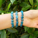 1 Strand Stretch Natural Blue Apatite Free Form Gemstone Bracelet, 7-10mm Beads, Length Selections: 7 inch/7.5 inch
