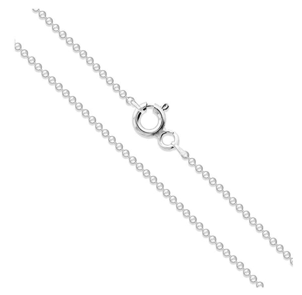 1pc 925 Sterling Silver Ball Link Chain Necklace, Tarnish Resistant Rhodium Plated, 1mm, Thin Small, Length Selections: 16 inch/18 inch