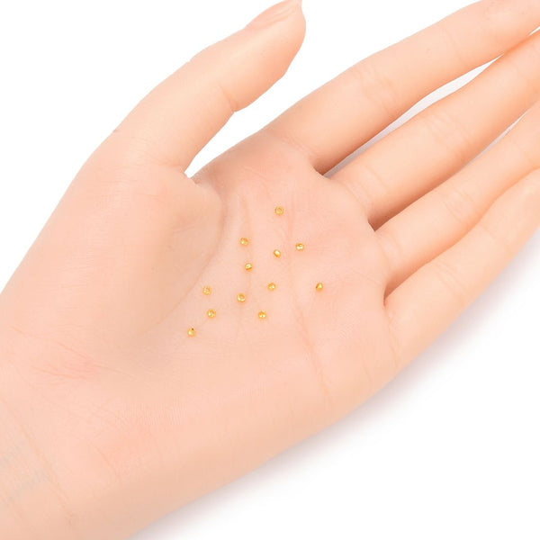 200pcs Tarnish Resistant Small Tiny Round Crimp Beads, 18K Yellow Gold Plated Brass, 2mm, Hole ID 1mm, BF101-2