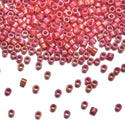 30g Miyuki Delica 11/0 Seed Beads, Opaque Rainbow Red Luster DB214