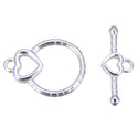 2 Sets 925 Sterling Silver Toggle Clasps, Double Hearts T-Bar Jewelry Closure, 16mm, SS376