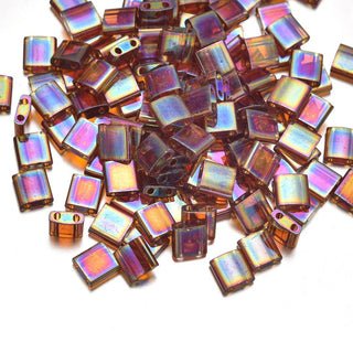 10g Miyuki Full Tila Square Seed Beads 5x5mm, Rainbow Root Beer (TL-257)