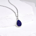 1pc Natural Druzy Crystal Pendant Necklace, Purple Blue Teardrop Small Tiny Gemstone Pendant, 18 inch Stainless Steel Surgical Chain, GGP25-6