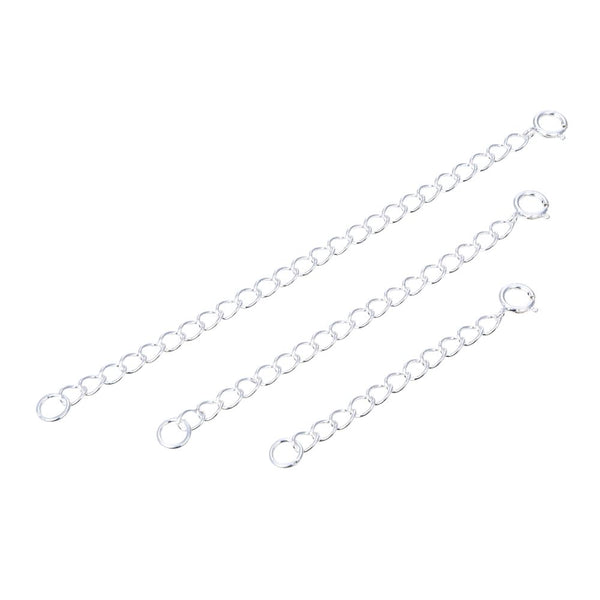 2pcs 925 Sterling Silver Chain Extender with Clasp, Cable Chain Extension, Length Selections: 2 inch/3 inch/4 inch/5 inch/6 inch