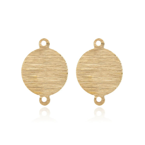 20pcs Brushed Raw Brass Small Round Dis Circle Connector Link, 2-Hole, 12mm, Unplated/Uncoated, CF-A3