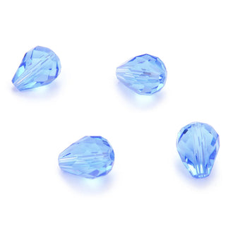 24pcs Adabele Austrian Faceted Teardrop Crystal Beads #5500, Light Sapphire Blue, 10mm x 8mm, Hole ID 1.1mm, SST-1014