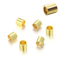 100pcs Tarnish Resistant Small Tiny Crimp Tubes, 18K Yellow Gold Plated Brass, Size Selections: 2x2mm, 3x3mm