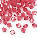 50pcs Preciosa Faceted Bicone Crystal Beads, India Pink, 6mm, Hole ID 1mm, Pre-B654