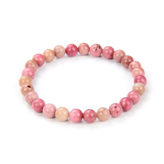 1 Strand Stretch Natural Pink Rhodonite Beaded Gemstone Bracelet, 6mm Beads, Length Selections: 7 inch/7.5 inch/8 inch