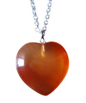 1pc You Are My Only Love Necklace, Natural Carnelian Red Agate Gemstone Large Heart Pendant, 18 Inch Surgical Stainless Steel Chain, GGP8-10