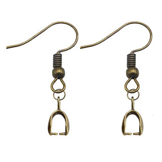 50pcs Fish Earring Hooks with Pinch Bail Clasp, Antique Bronze Plated Brass, 26mm long, 0.7mm/21 gauge, CF74-4