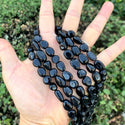 Natural Black Tourmaline Gemstone Oval Tumbled Pebble Beads, Irregular, 5mm to 9mm, Hole ID 1mm, 15 Inch/1 Strand, GZ12-46
