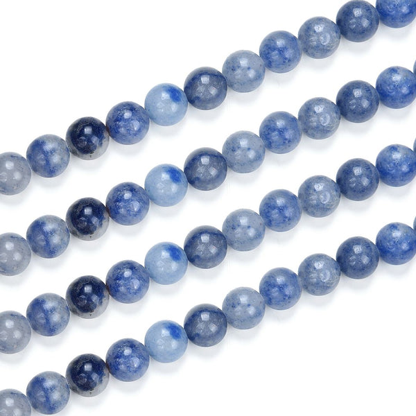 Natural Blue Aventurine Gemstone Round Beads, 1 Strand/15 Inch, Size Selections: 4mm/6mm/8mm/10mm
