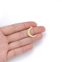 10pcs 22mm Moon Drop Pendants, Tarnish Resistant, 18K Yellow Gold Plated Brushed Brass, BF-C1