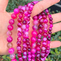 AAA Natural Banded Fuchsia Red Agate Gemstone Round Beads, 15 Inch/1 Strand, Size Selections: 4mm/6mm/8mm/10mm
