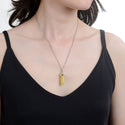 1pc Natural Yellow Jade Gemstone Pendant Necklace, 18 Inch Surgical Stainless Steel Chain, GGP-C16