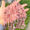 Natural Strawberry Quartz Crystal Gemstone Chip Beads, Free Form, 5mm-8mm, Hole ID 1mm, 1 Strand/31 Inch, GZ1-12