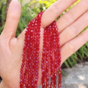 500pcs Creative Club Faceted Bicone Crystal Glass Beads, Siam Red, 4mm (0.16 Inch) Small Tiny, Hole ID 0.9mm, CCB405