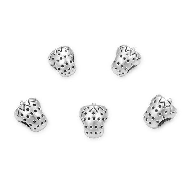 20pcs Cute Strawberry Large Hole Beads, Hole ID 4.5mm, Antique Silver, Zinc Alloy Metal, MEC-F5