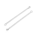 2pcs Sterling Silver Chain Extender with Lobster Claw Clasp, Rhodium Plated Cable Chain Extension, Length Selections: 2 inch/3 inch/4 inch/5 inch