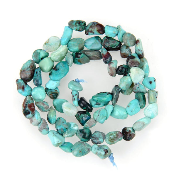 Natural Turquoise Gemstone Oval Tumbled Pebble Beads, Irregular, 5mm to 8mm, Hole ID 1mm, 15 Inch/1 Strand, GZ11-61