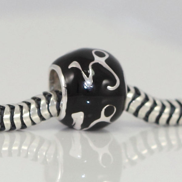 1pc 925 Sterling Silver Capricorn Zodiac Sign Bead Charm Black Enamel, Compatible with Pandora All Other Charm Bracelets, EC69