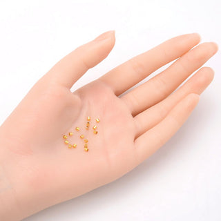 100pcs Tarnish Resistant Small Tiny Crimp Tubes, 18K Yellow Gold Plated Brass, Size Selections: 2x2mm, 3x3mm