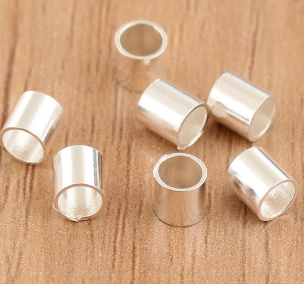50pcs 925 Sterling Silver Crimp Tubes, Size Selections: 1.6mm/2mm/3mm