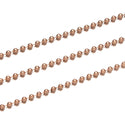 33 Feet Beaded Round Ball Copper Chain Link, Bright Coppery, 1mm Small Thin