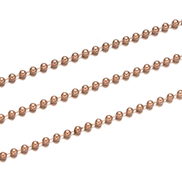 33 Feet Beaded Round Ball Copper Chain, Bright Coppery, 3mm Large Strong CW10-H3