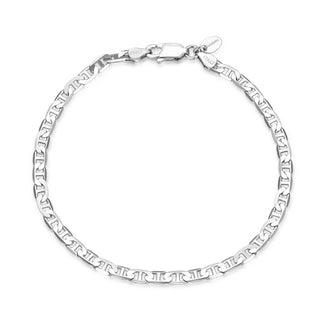 1pc 925 Sterling Silver 3mm Mariner Chain Bracelet, Tarnish Resistant White Gold Plated, Length Selections: 7 inch/7.5 inch/8 inch