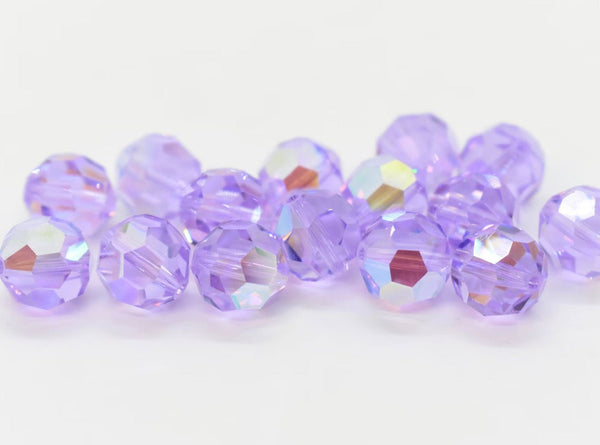 25pcs Adabele Austrian Faceted Round Crystal Beads #5000, Violet AB, Size Selections: 6mm/8mm