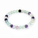 1 Strand Stretch Natural Multi-color Fluorite Beaded Gemstone Bracelet, 6mm Beads, Length Selections: 7 inch/7.5 inch/8 inch