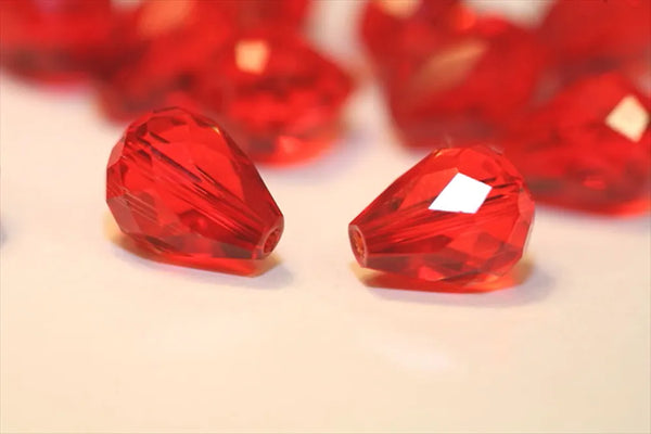 24pcs Adabele Austrian Faceted Teardrop Crystal Beads #5500, Siam Red, 8mm x 6mm, Hole ID 1mm, SST-805